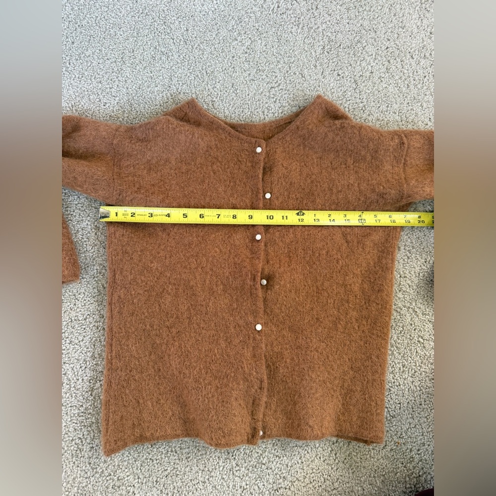 Sezane Gaspard Button Cardigan in Chestnut Brown - Picture 9 of 10